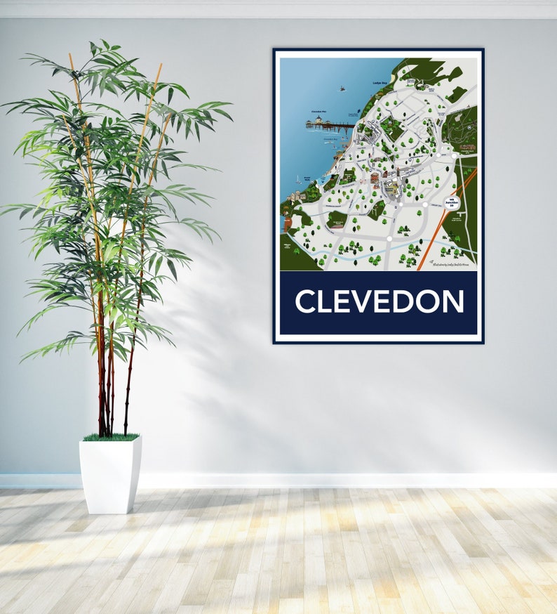 Map of Clevedon poster by Somerset illustrator Emily Charlotte Moran